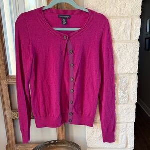 Banana Republic Magenta Button-Up Cardigan